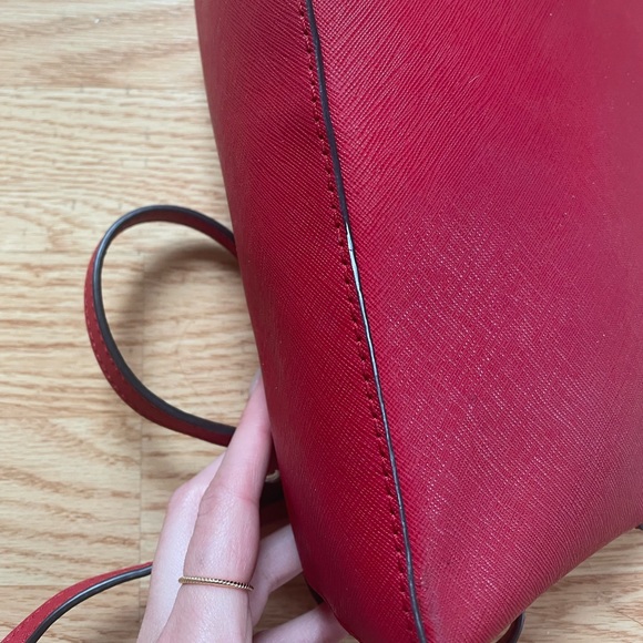 MICHAEL Michael Kors Red Saffiano Leather Medium Cindy Dome Crossbody Bag - Picture 5 of 5